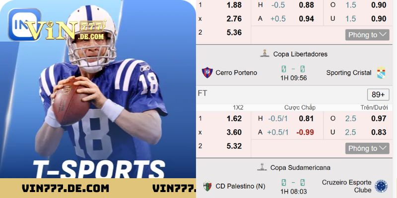 Sảnh T-Sports Tại Vin777 – Trải Nghiệm Cá Cược Thể Thao Cấp Tốc 1 T-Sports Tại Vin777