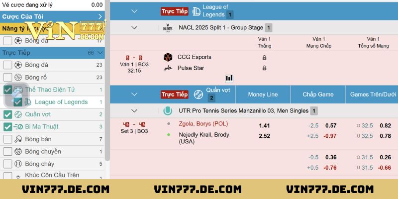 Sảnh T-Sports Tại Vin777 – Trải Nghiệm Cá Cược Thể Thao Cấp Tốc 2 Sảnh T-Sports đa dạng môn cược phục vụ nhiều đối tượng người chơi