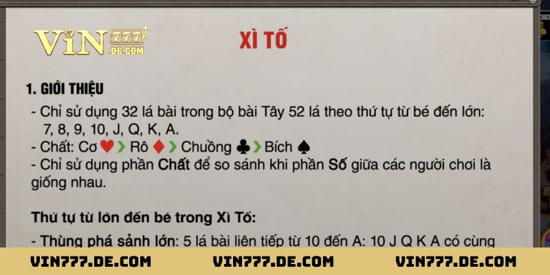 Xì Tố Vin777 - Luật Chơi, Cách So Bài Từ Mạnh Đến Yếu 2 Khám phá cách chơi Xì Tố chuẩn chỉnh từng bước